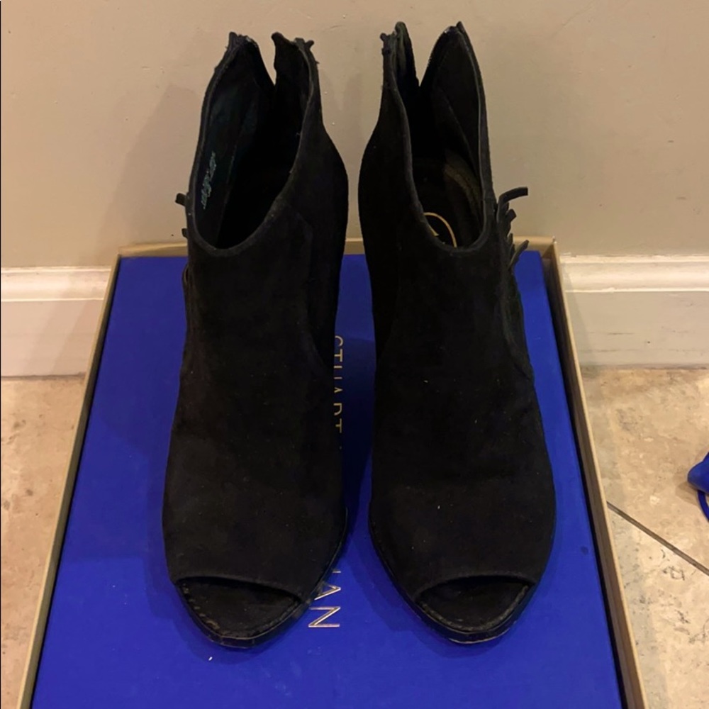 Black leather Ash leather suede 4 inch wedge boot